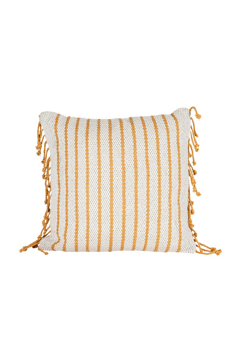 Handwoven Ochre Striped Filled Throw Pillow, 20" x 20", Main, color, Yellow