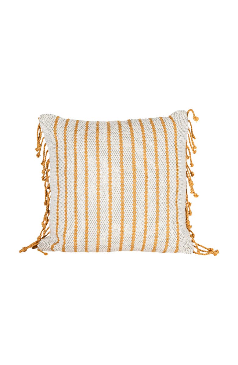 Foreside Home and Garden Handwoven Ochre Striped Filled Throw Pillow, 20" x 20", Main, color, Yellow