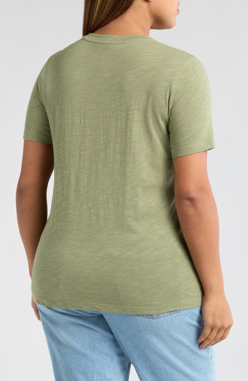 Caslonr Caslon(r) Crewneck Slub Jersey Pocket T-shirt In Olive Acorn
