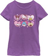 Hello Kitty Girls' Cute Hearts and Portraits Graphic Short Sleeve T-Shirt