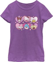 Hello Kitty Girls' Cute Hearts and Portraits Graphic Short Sleeve T-Shirt