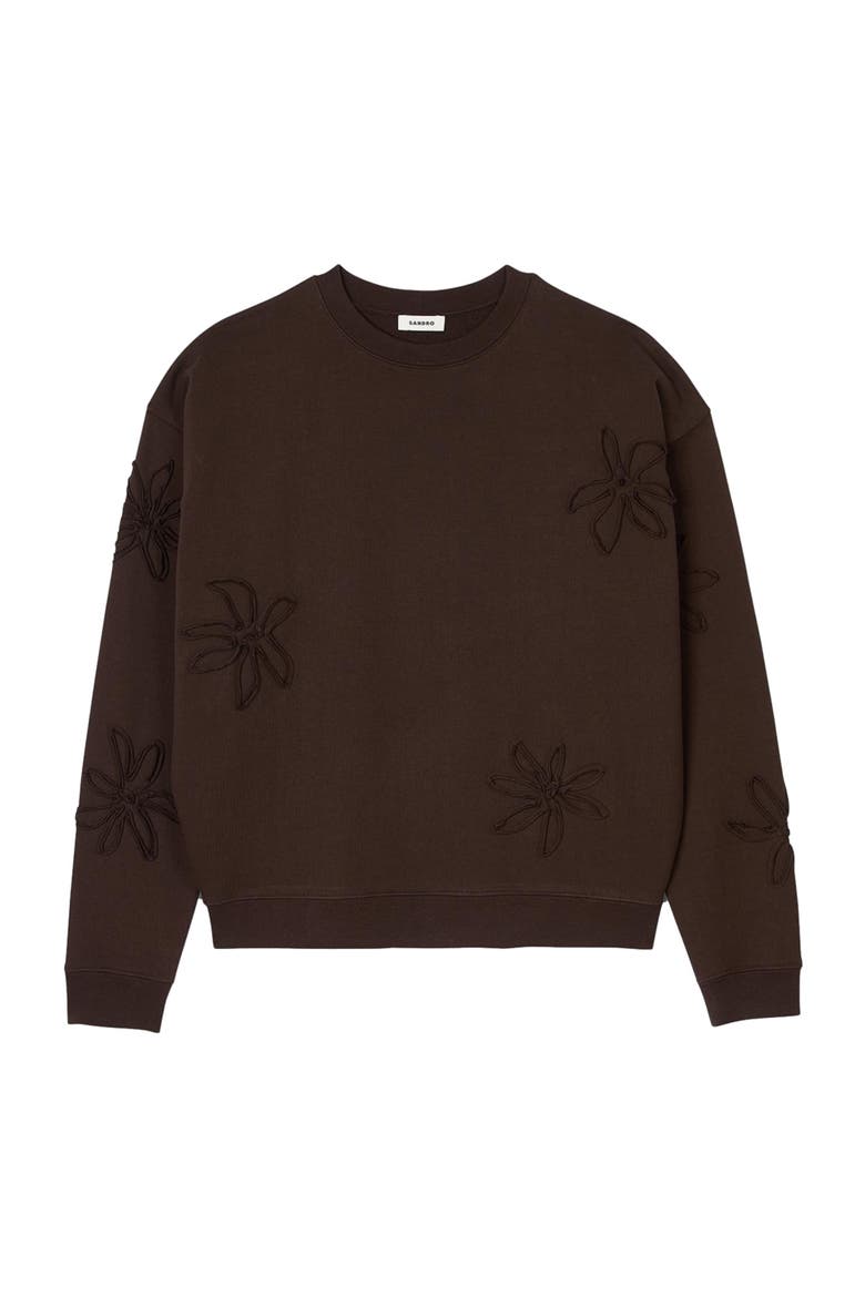 Oversized floral sweatshirt, Alternate, color, Chocolate