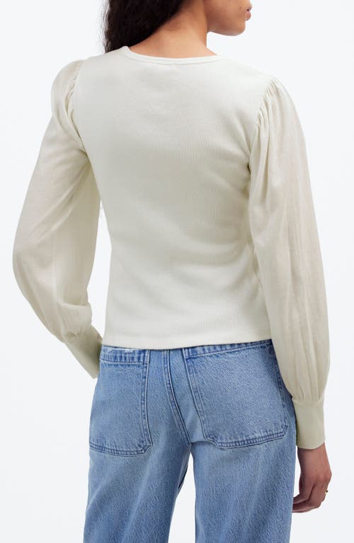 Shop Madewell Puff Sleeve Rib Top In White