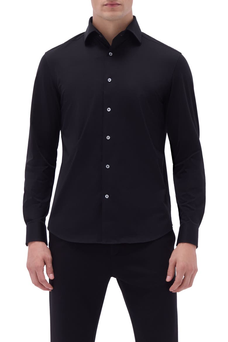 Devon OoohCotton® Button-Up Shirt, Main, color, BLACK