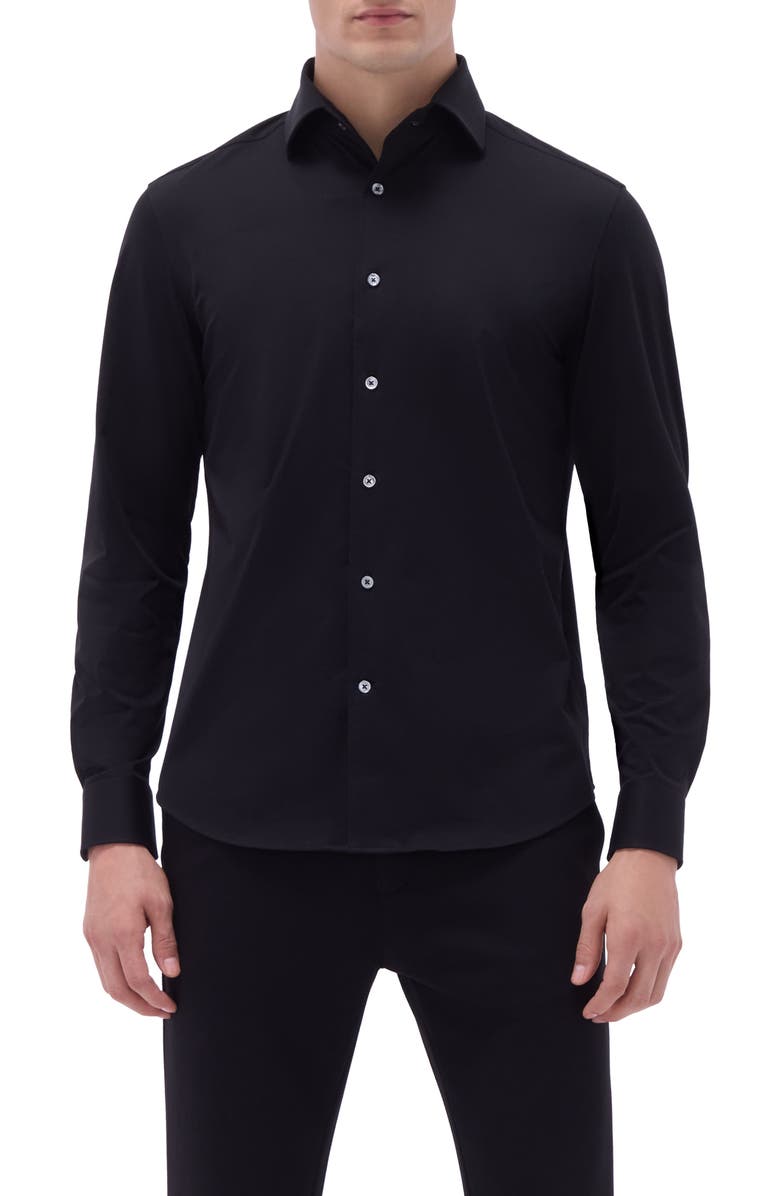 Bugatchi Devon OoohCotton<sup>®</sup> Button-Up Shirt, Main, color, Black