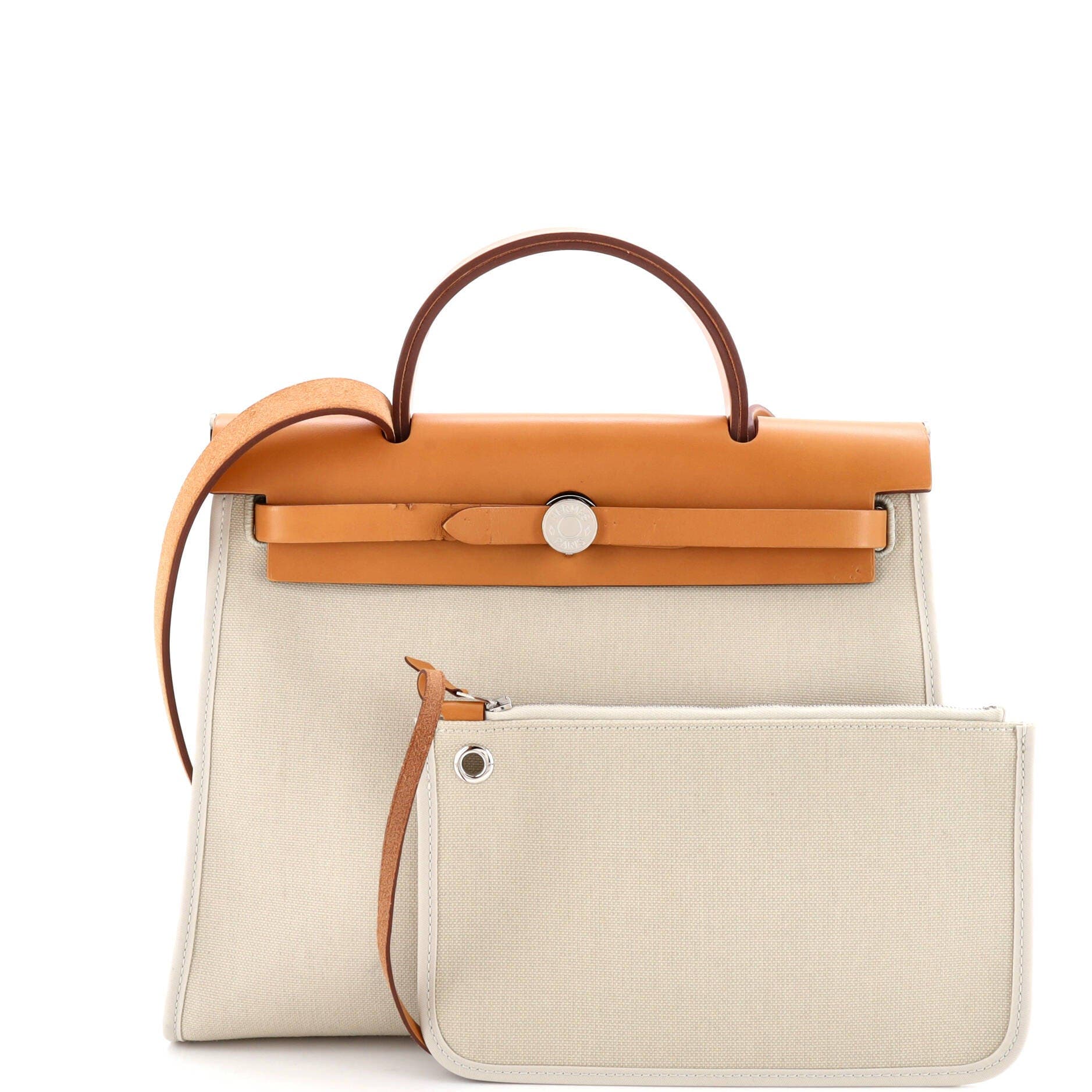 Pre-Owned Hermes Herbag Zip Leather and Toile 31, Alternate, color, 