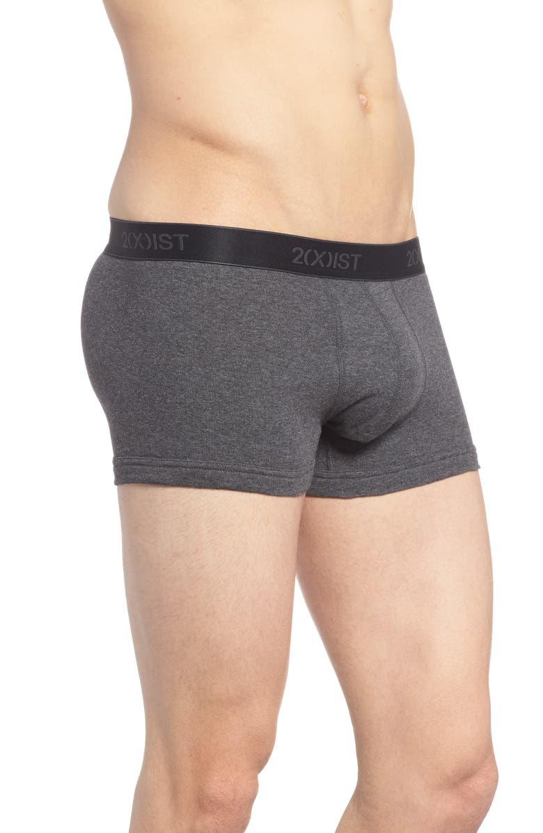 2(x)ist 3-Pack Cotton No Show Trunks, Alternate, color, Black/ Heather Grey/ Charcoal