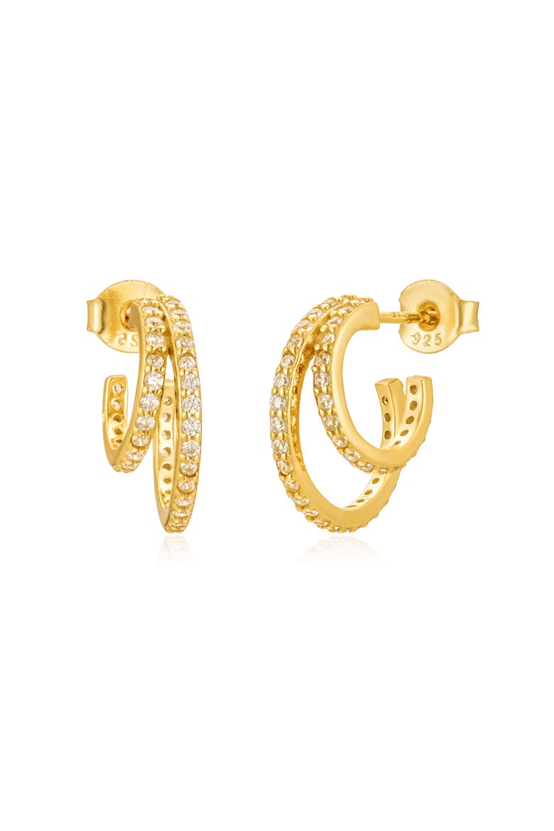 Hannah Crystal Mini Hoops, Main, color, Gold