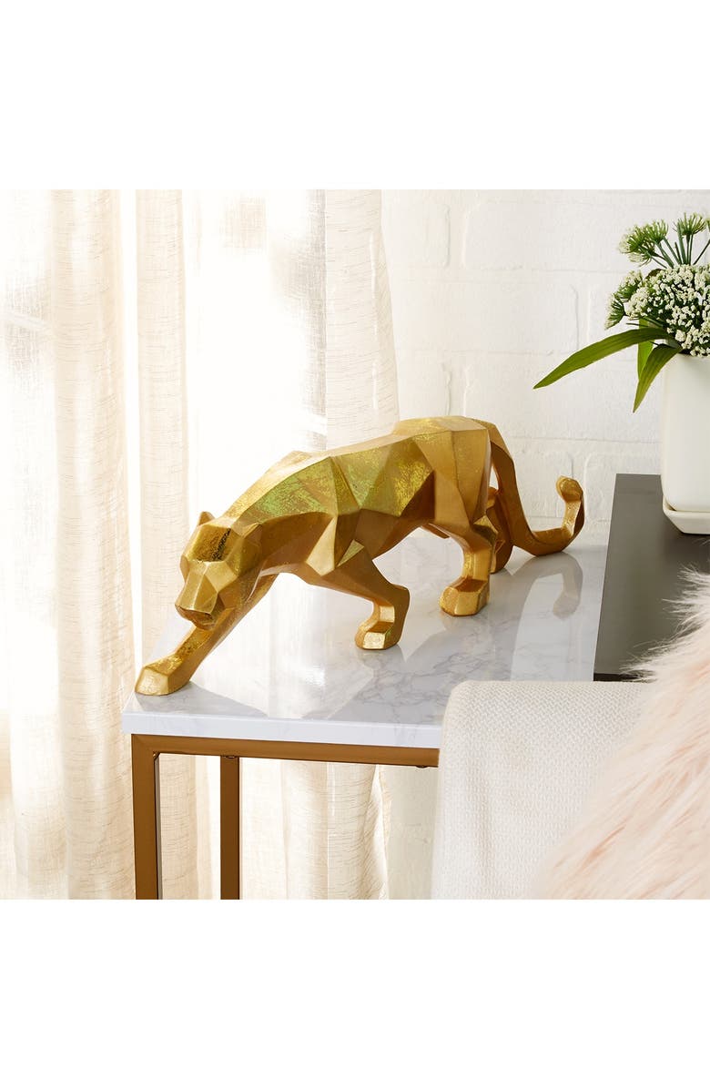 COSMO BY COSMOPOLITAN Goldtone Polystone Modern Leopard Sculpture, Alternate, color, 