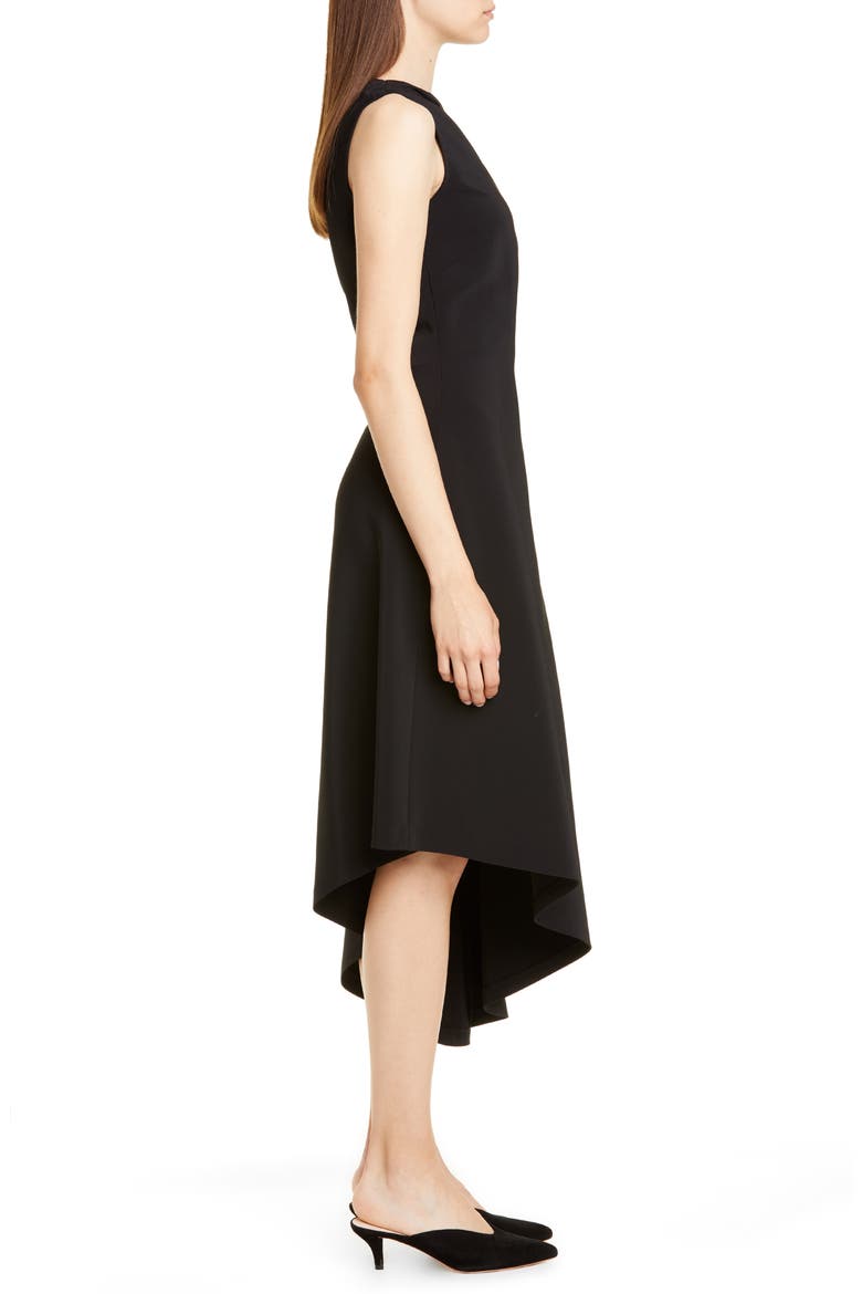 One-Shoulder Asymmetrical Midi Dress, Alternate, color, BLACK
