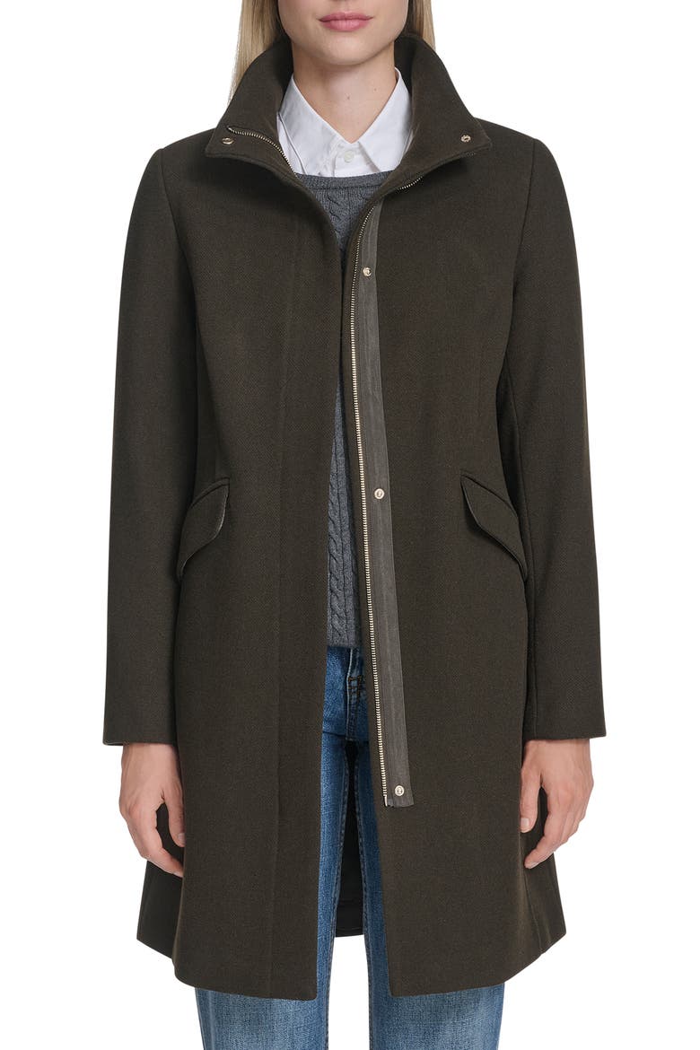 Longline Wool Blend Coat, Main, color, FOREST