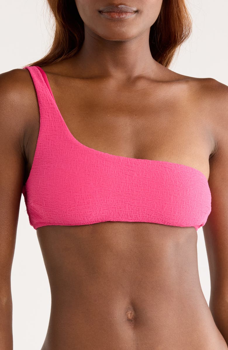 MANGO Textured One-Shoulder Bikini Top, Main, color, 