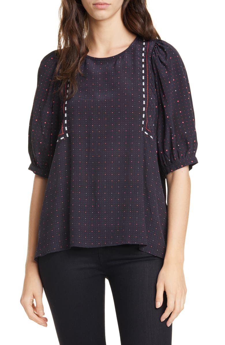 Dolan Wynonna Foulard Short Sleeve Blouse, Main, color, 