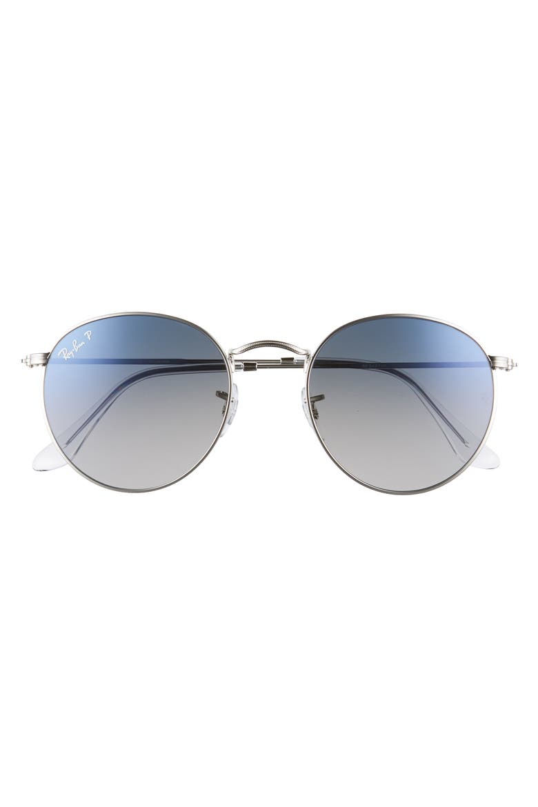 53mm Polarized Round Sunglasses, Alternate, color, SILVER GRADIENT
