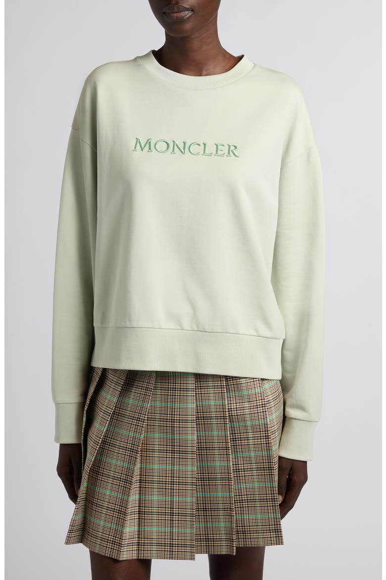 Logo Embroidered Cotton Fleece Sweatshirt, Main, color, GREEN