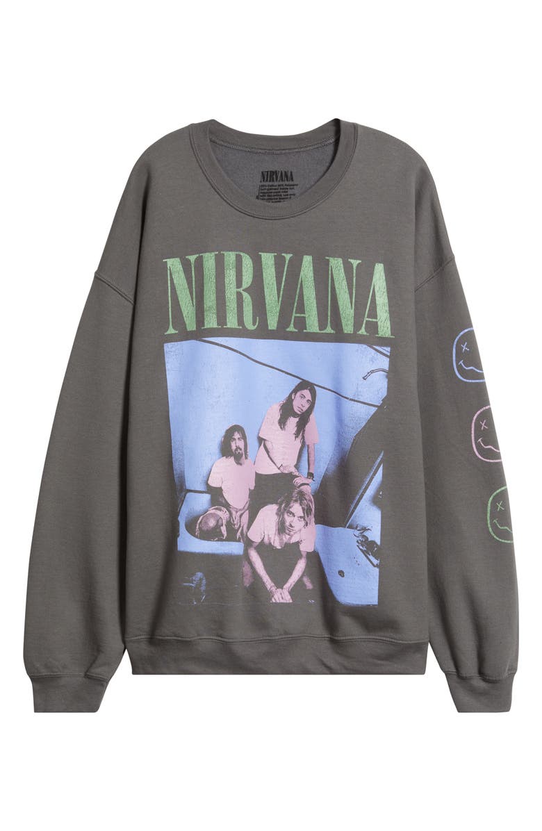 Merch Traffic Nirvana Cotton Blend Sweatshirt, Alternate, color, Charcoal