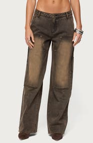 EDIKTED Ayla Low Rise Wide Leg Carpenter Jeans