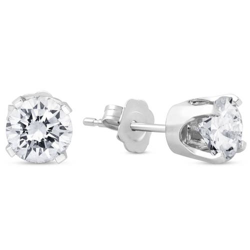 Bliss Diamond Platinum 2ct Tw Round Cut Diamond Studs Lab Grown In Metallic