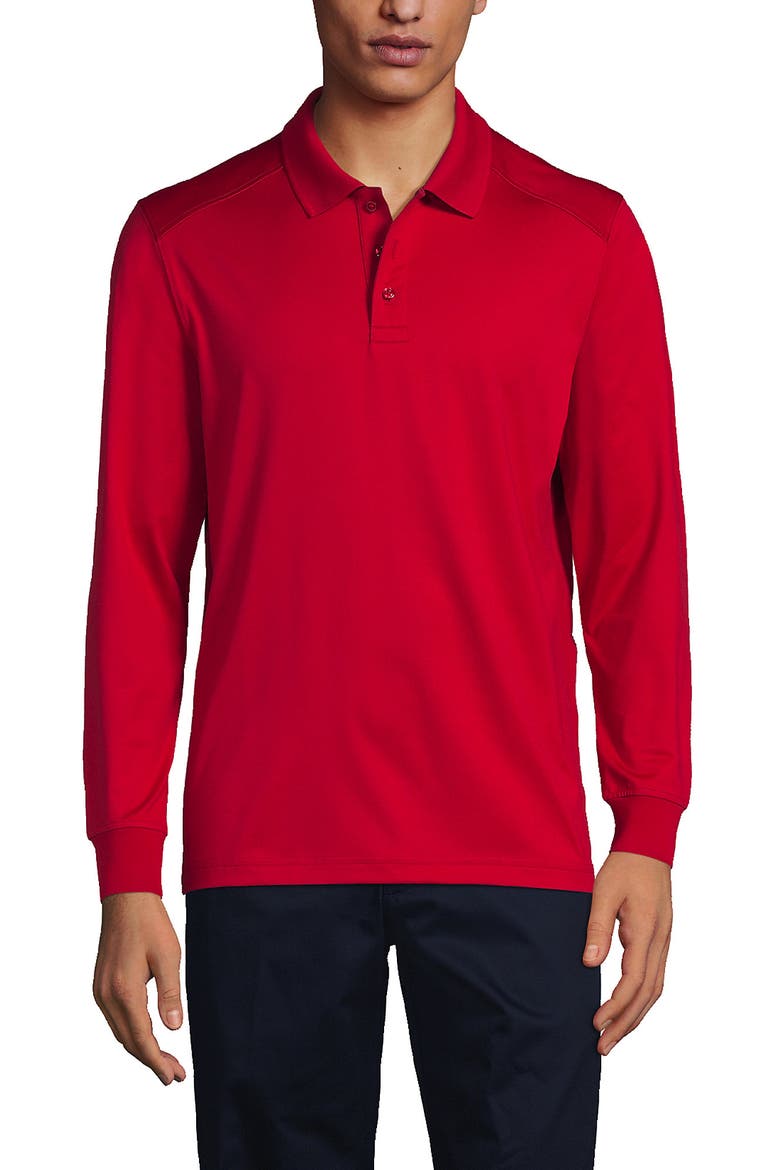 School Uniform  Long Sleeve Rapid Dry Polo Shirt, Main, color, Red