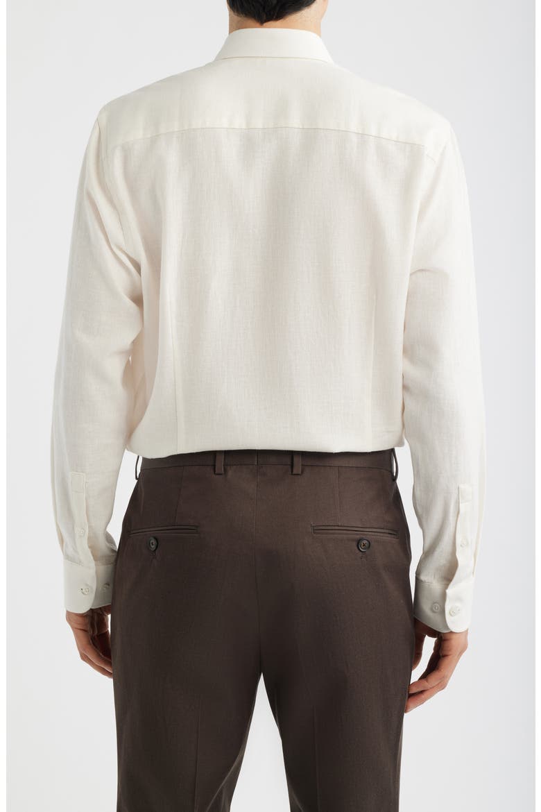 Maxwell Cotton & Linen Button-Up Shirt, Alternate, color, WHITE