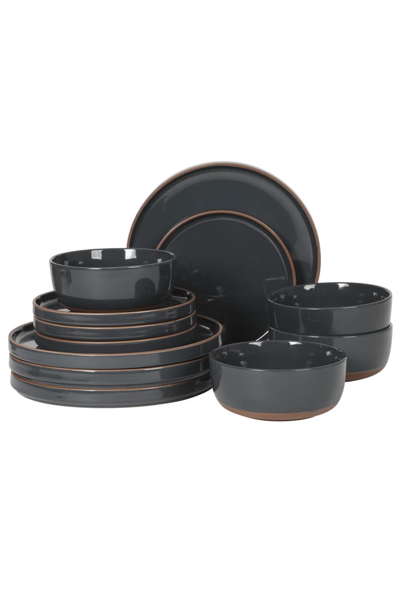 Northrock  12-Piece Stoneware Plates and Bowls Dinnerware Set, Service for 4, Main, color, Blue