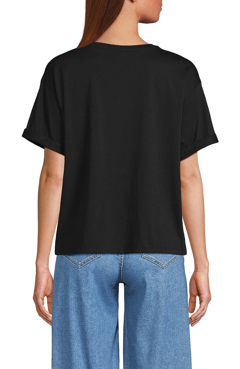 Lands' End Oversized Supima Short Sleeve Crew Neck T-Shirt, Alternate, color, Black