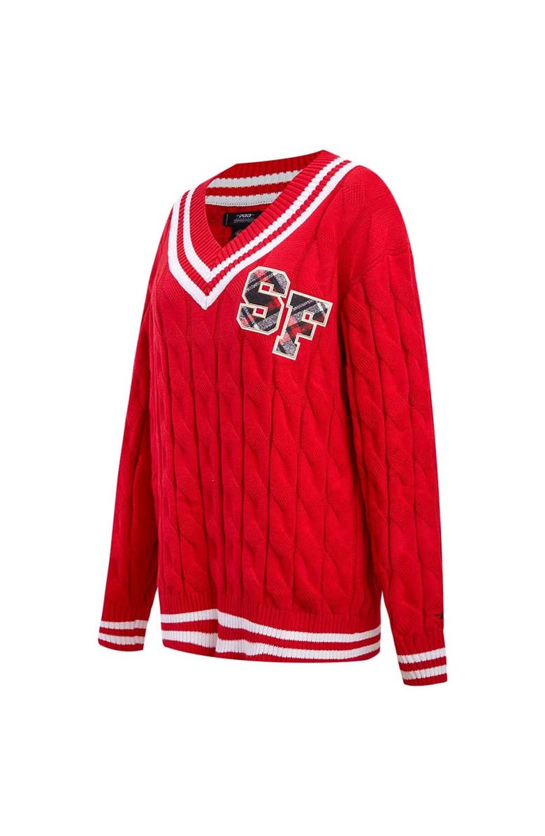PRO STANDARD Women's Pro Standard  Scarlet San Francisco 49ers Prep V-Neck Pullover Sweater, Alternate, color, 