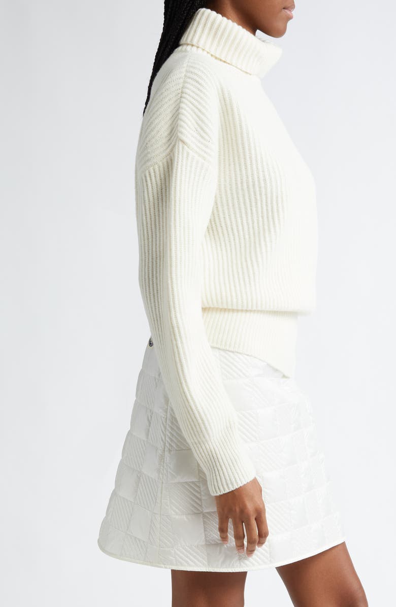 Moncler Rib Virgin Wool Turtleneck Sweater, Alternate, color, White