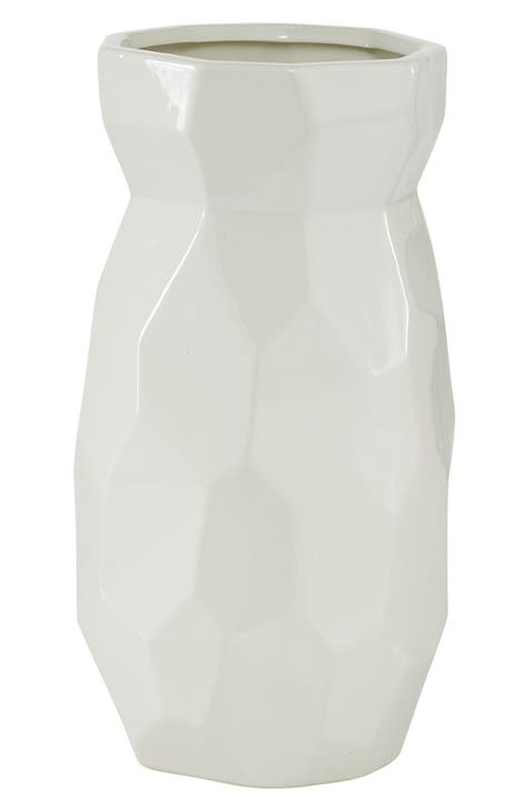 White Ceramic Geometric Vase