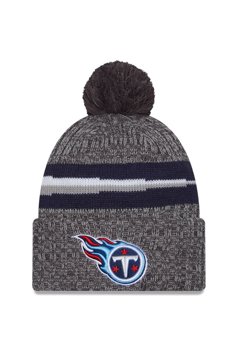 Men's New Era  Gray Tennessee Titans 2023 Sideline Sport Cuffed Pom Knit Hat, Main, color, Gray