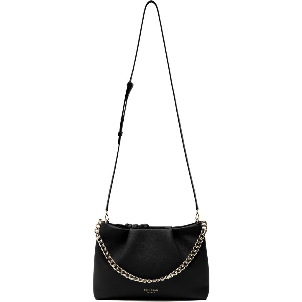 Esin Akan Wimbledon Midi Mayfair Leather Clutch Crossbody Bag In Black