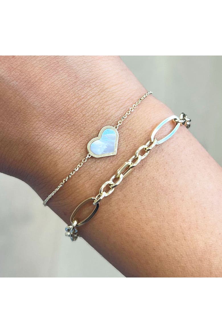 Mother of Pearl Single Heart Bracelet, Alternate, color, Mother of Pearl
