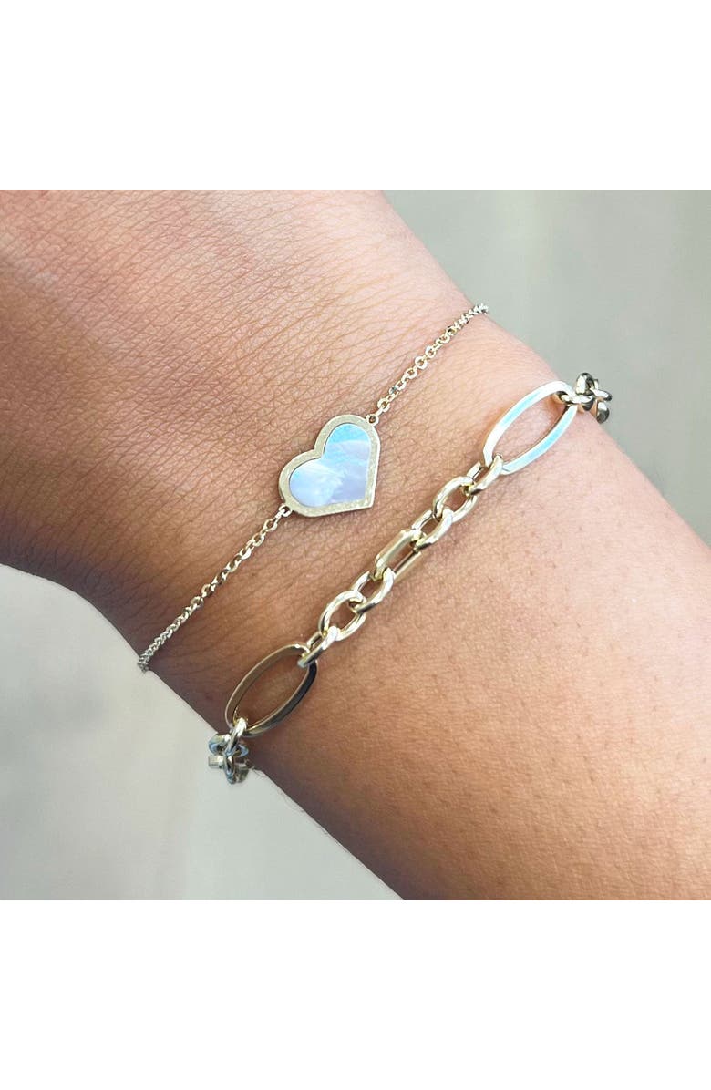 The Lovery Fine Jewelry Mother of Pearl Single Heart Bracelet, Alternate, color, Mother Of Pearl