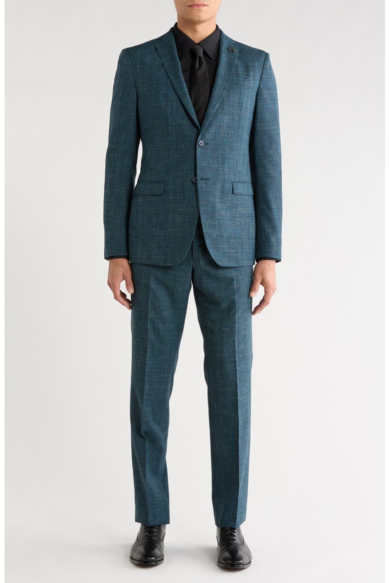 Plaid Wool Blend Suit, Main, color, GREEN