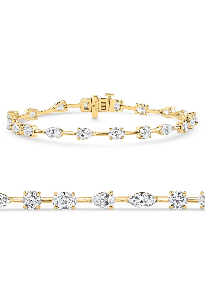5Ct Mixed Cut Diamond Tennis Bracelet 7" 14k Gold Lab Grown, Main, color, 14k Yellow Gold