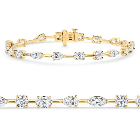 5Ct Mixed Cut Diamond Tennis Bracelet 7" 14k Gold Lab Grown