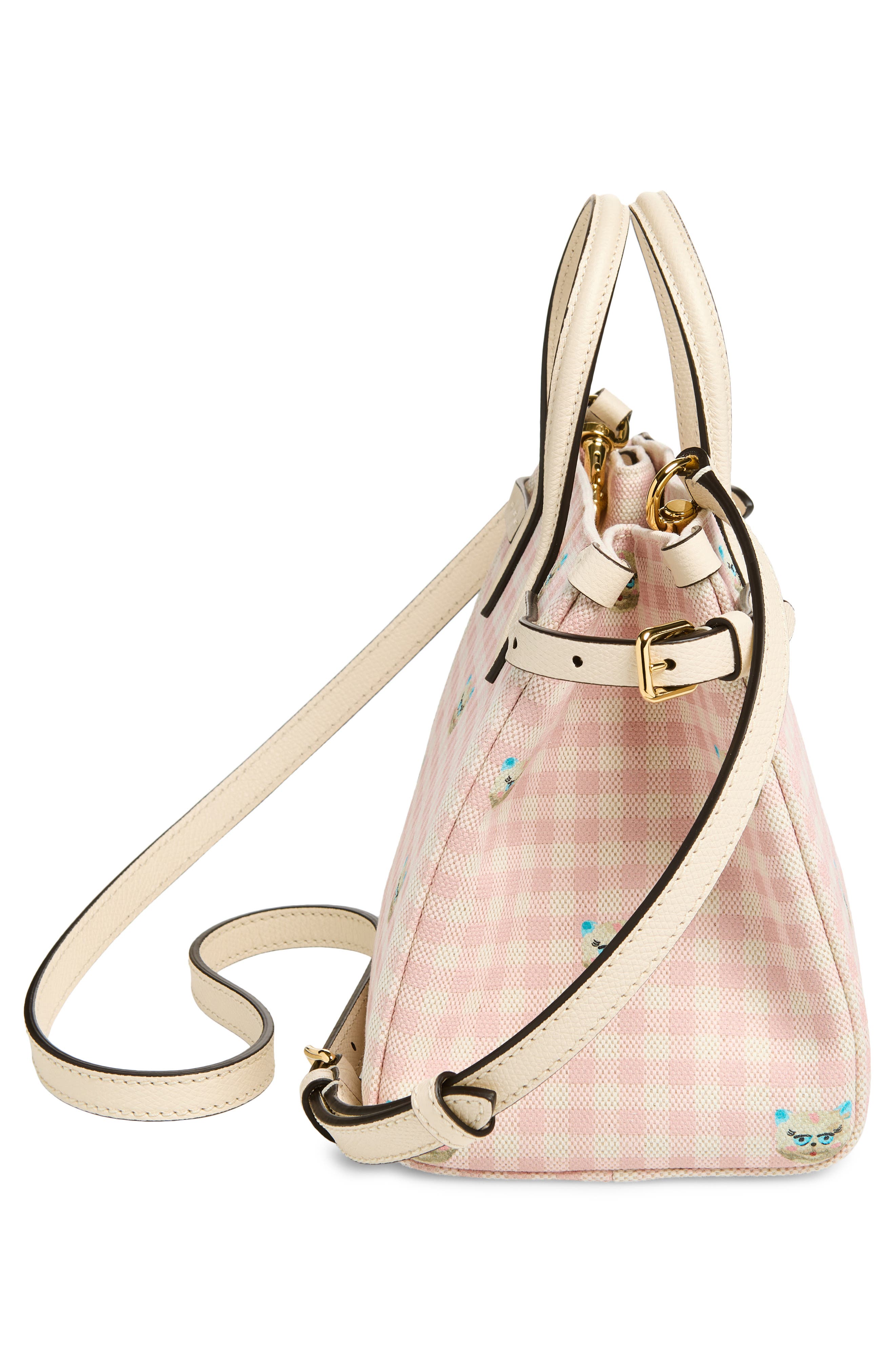 Valentino Garavani Small Antibes Gingham Canvas Tote, Alternate, color, Ivory/ Multi