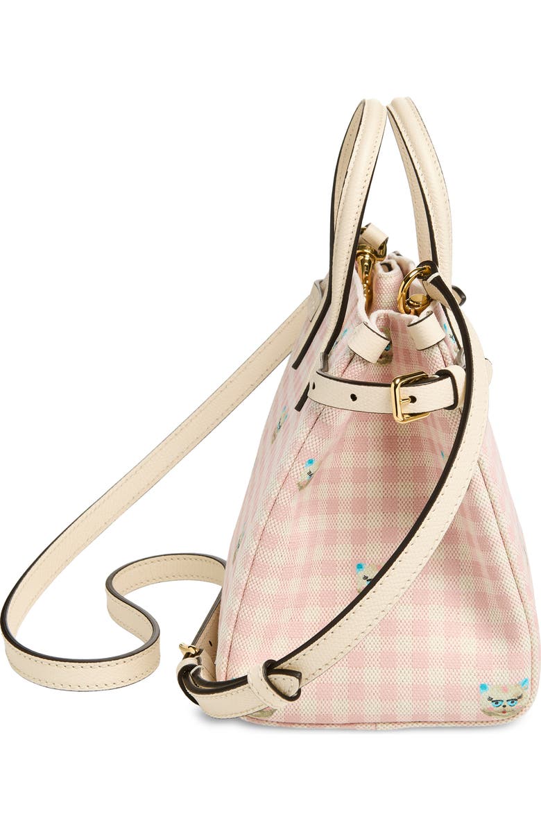 Valentino Garavani Small Antibes Gingham Canvas Tote, Alternate, color, Ivory/ Multi