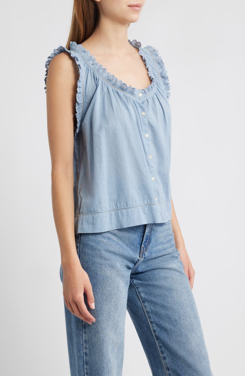 THE GREAT. The Vignette Lace Sleeveless Top, Alternate, color, Pale Blue