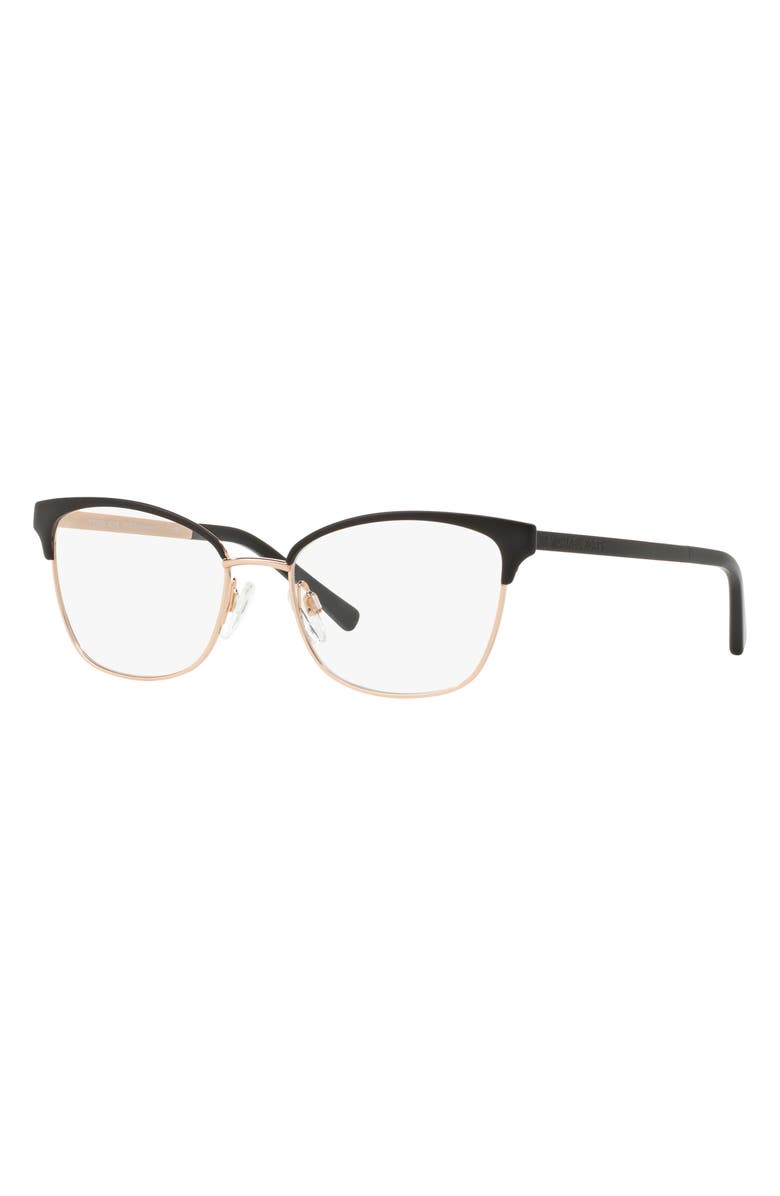 Michael Kors 51mm Cat Eye Optical Glasses, Alternate, color, Rose Gold Black