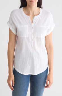 Lucky Brand Mixed Media Short Sleeve Cotton & Modal Henley