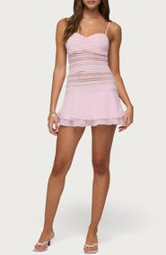 EDIKTED Marcia Chiffon & Lace Minidress
