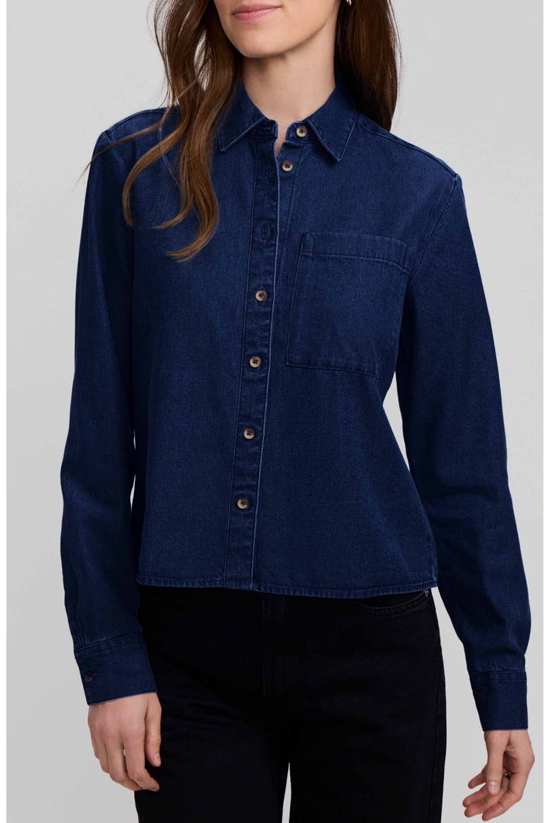 Jodie Denim Button-Up Shirt, Main, color, DARK WASH BLUE
