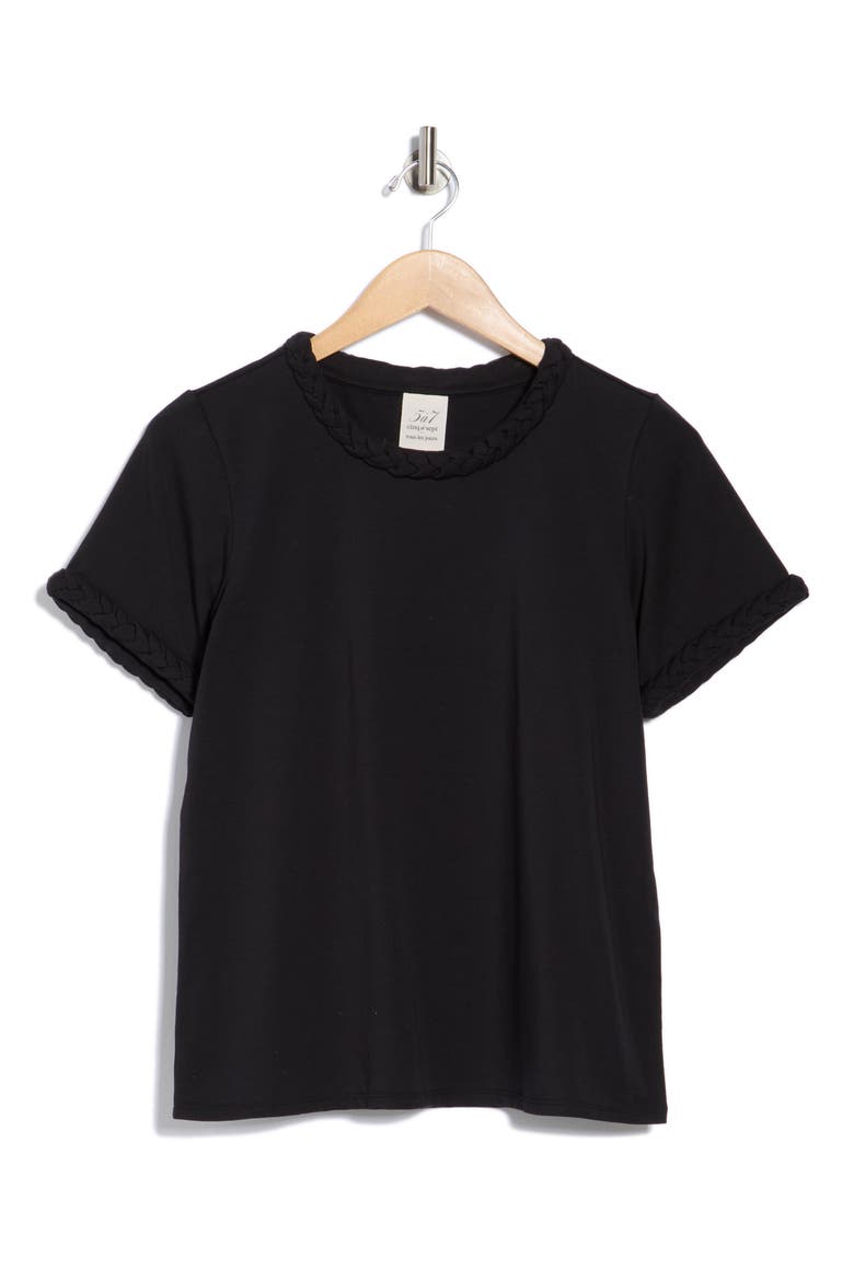Braided Trim T-Shirt, Alternate, color, BLACK
