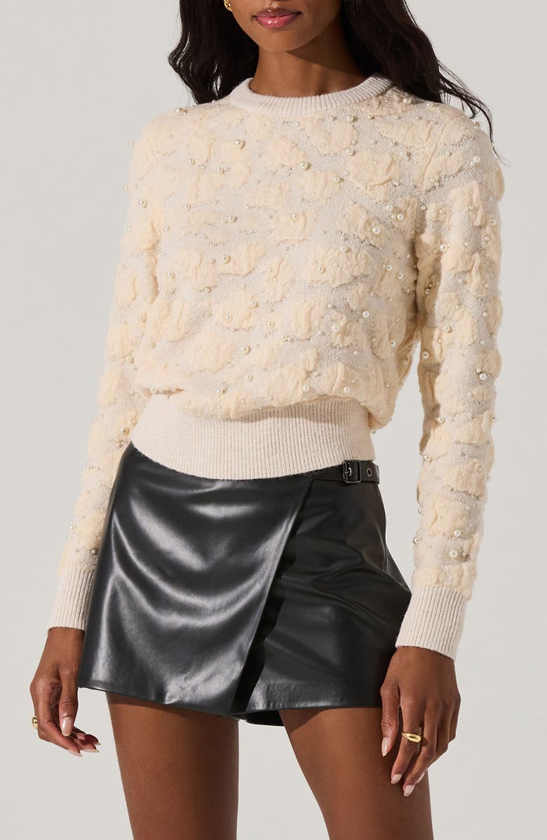 ASTR the Label Faux Pearl Detail Sweater, Main, color,