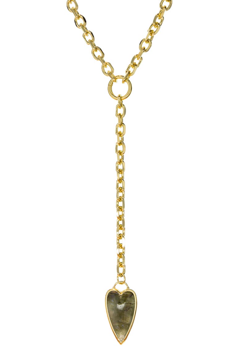 Emilia Heart Charm Y-Necklace, Main, color, GOLD