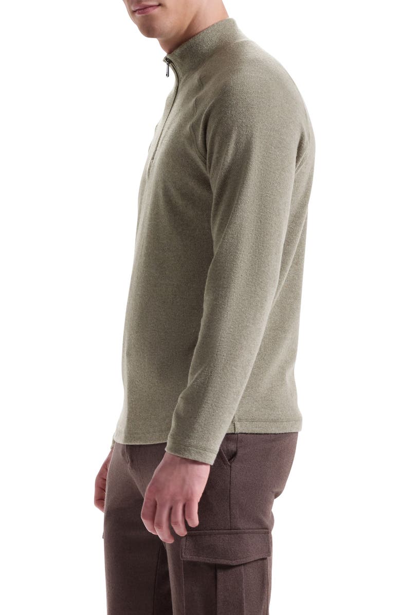 Bugatchi Brushed Cotton Blend Quarter Zip Pullover, Alternate, color, Khaki
