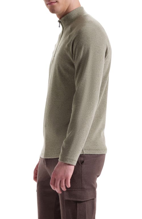 Bugatchi Brushed Cotton Blend Quarter Zip Pullover In Green