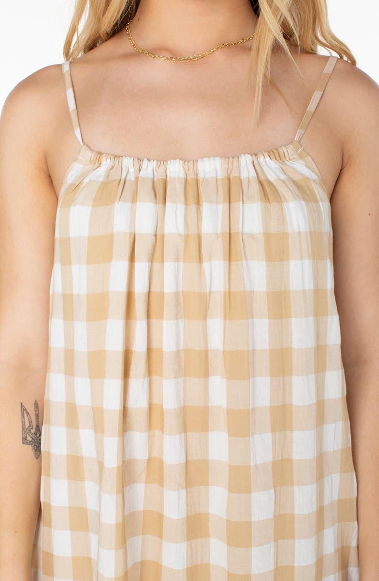 Roxy Sunchaser Check Sleeveless Maxi Dress, Alternate, color, Beige Pucker Up Y/ D Plaid