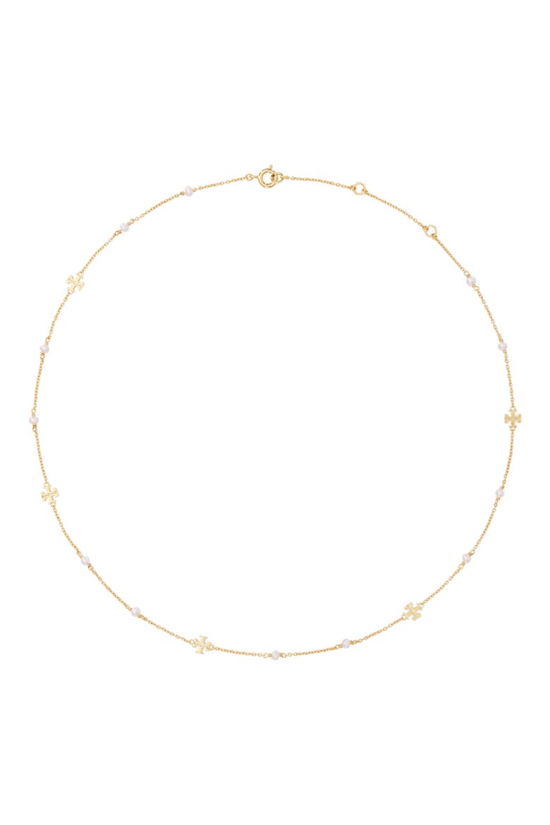 Delicate Moondance Pearl Necklace, Main, color, TORY GOLD/ PEARL